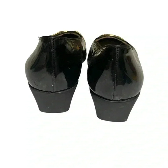 Bally Megan low wedge patent leather black gold tone rope and Bally logo 9 - Picture 7 of 8